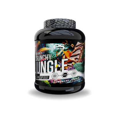 Envase del suplemento Jungle de Essential Nutrition, con un diseño vibrante de inspiración selvática, ideal para quienes buscan energía, rendimiento y vitalidad con un toque exótico.