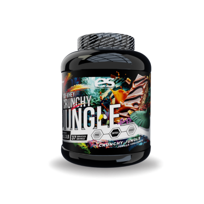 Envase del suplemento Jungle de Essential Nutrition, con un diseño vibrante de inspiración selvática, ideal para quienes buscan energía, rendimiento y vitalidad con un toque exótico.