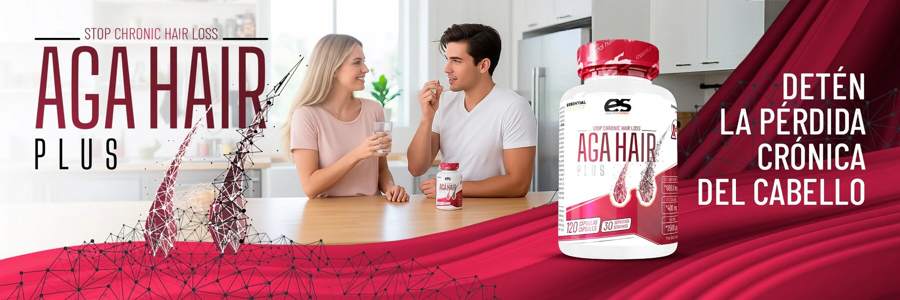 biotina para el pelo AGA Hair Plus Essential anticaída premium